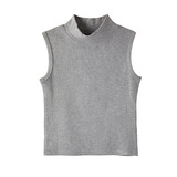 W黑色半高领吊带背心女秋冬内搭天丝莱赛尔高级感正肩显瘦打底衫，女装背心吊带，搜酷衣阁