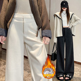 醋酸羊毛香蕉裤女秋冬2025毛呢自带鱼骨线休闲拖地加厚直筒阔腿裤，女装休闲裤，搜酷衣阁