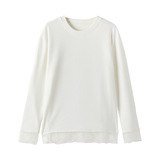 W韩系蕾丝拼接长袖打底衫女加厚磨毛高级感简约内搭德绒上衣，女装T恤，搜酷衣阁