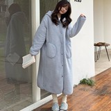 1132秋冬新款羊羔绒家居服大睡袍宽松加厚保暖治愈系可外穿带帽子，睡衣套装，搜酷衣阁