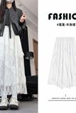 半身裙女秋冬季小个子高腰显瘦白色a字伞裙中长款蓬蓬芭蕾蛋糕裙，女装半身裙，搜酷衣阁
