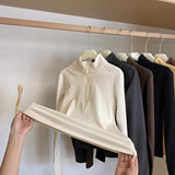 （半拉链小蛮腰）立领女大码胖mm小蛮腰半拉链宽松显瘦打底绒衫，保暖内衣，搜酷衣阁