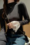 W天丝莱赛尔半高领打底衫女韩系氛围感长袖拼接蕾丝花边内搭上衣，保暖内衣，搜酷衣阁