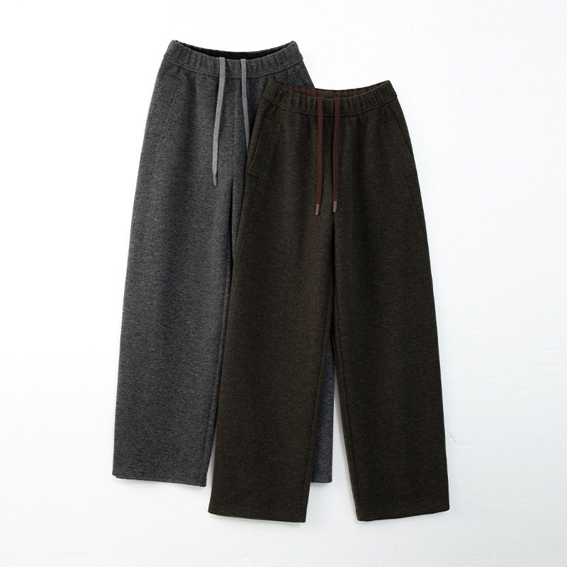 阔腿香蕉裤宽松加长镰刀裤女秋冬加厚绵羊毛弯刀裤运动裤，女装休闲裤，搜酷衣阁