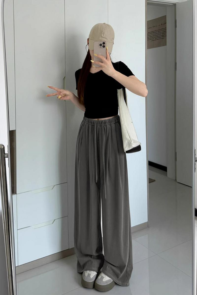 复古牛仔裤女2025新款夏季薄款宽松显瘦休闲裤垂感阔腿直筒裤，女装牛仔裤，搜酷衣阁