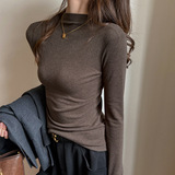 莱赛尔长袖打底衫女士内搭美式基础款正肩t恤可外穿上衣，女装T恤，搜酷衣阁