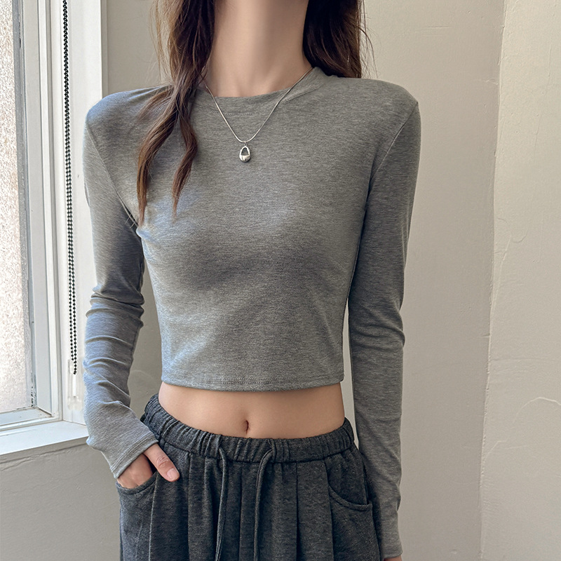 W正肩小圆领长袖t恤女秋冬内搭外穿莱赛尔天丝辣妹上衣高级感,保暖内衣,搜酷衣阁 W正肩小圆领长袖t恤女秋冬内搭外穿莱赛尔天丝辣妹上衣高级感,保暖内衣,搜酷衣阁
