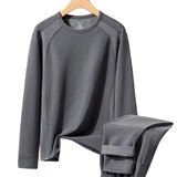 冬季新款男士保暖内衣套装青年时尚休闲圆领撞色德绒磨毛秋衣秋裤，保暖内衣，搜酷衣阁