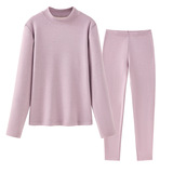 保暖内衣女士中领羊绒加绒加厚磨毛打底秋衣秋裤套装内穿秋冬，保暖内衣，搜酷衣阁