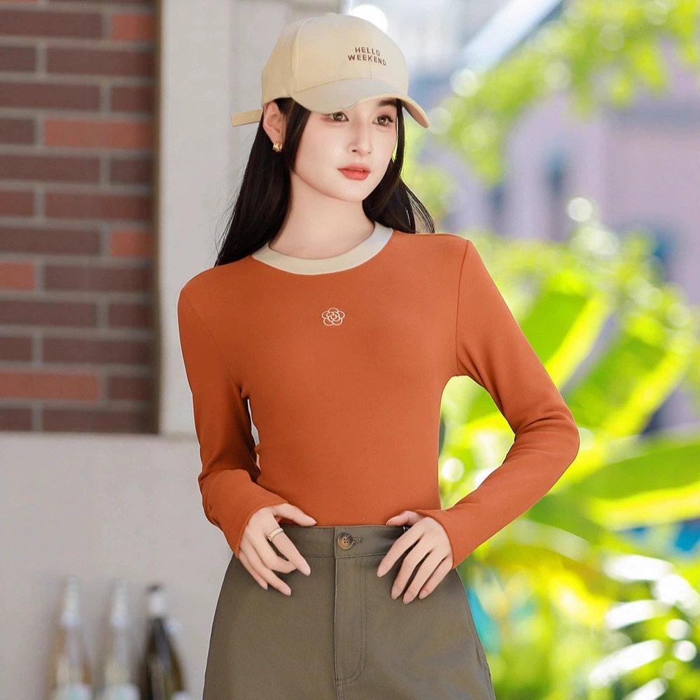 半高领石墨烯发热秋衣女士长袖T恤上衣秋冬新款休闲圆领T恤打底衫，保暖内衣，搜酷衣阁