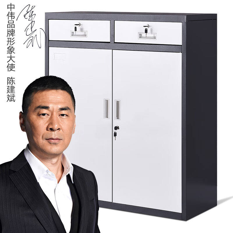 中伟文件柜办公柜矮柜储物柜资料柜档案柜收纳柜茶水柜灰白中二斗怎么看?