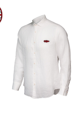 AC米兰×Saint Barth联名系列 白色亚麻衬衫长袖 夏季新款