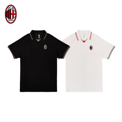 AC米兰简约休闲POLO衫夏季出行舒适短袖T恤拼色设计队徽款T恤球迷