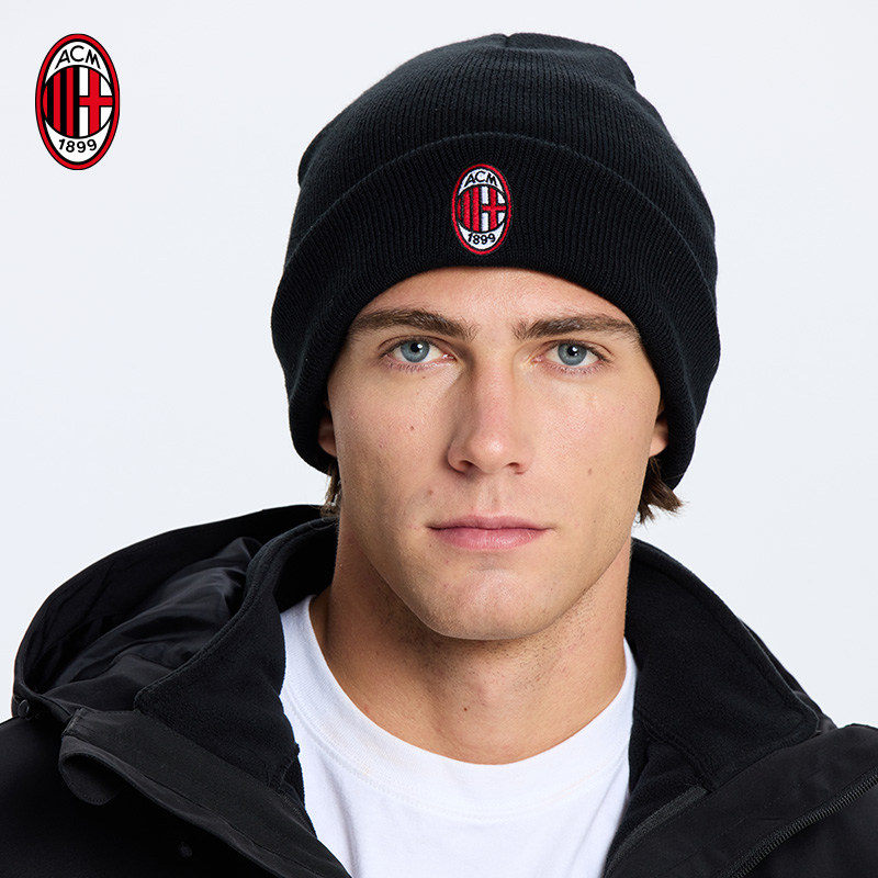 AC米兰针织线帽秋冬季户外针织线帽冬季御寒保暖帽子百搭针织帽