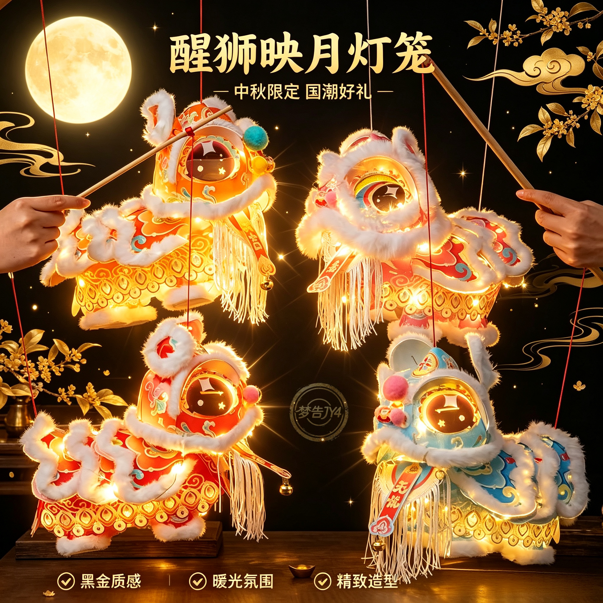 中秋国潮醒狮儿童手提花灯DIY图片