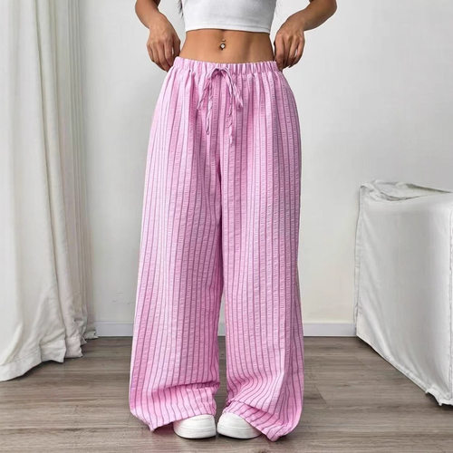 系带褶皱女士休闲裤   Lace up pleated women's casual pants