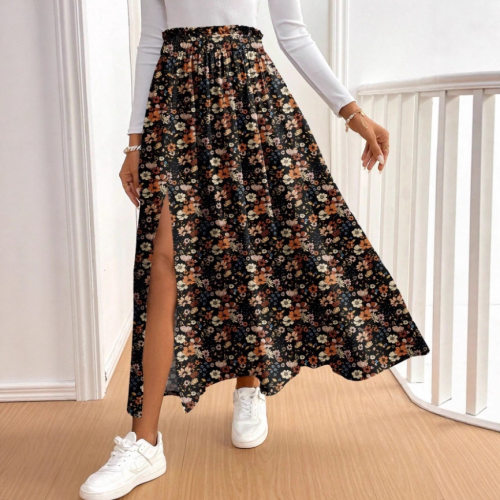 荷叶边女士开叉半身裙Lotus leaf edge women's split half skirt