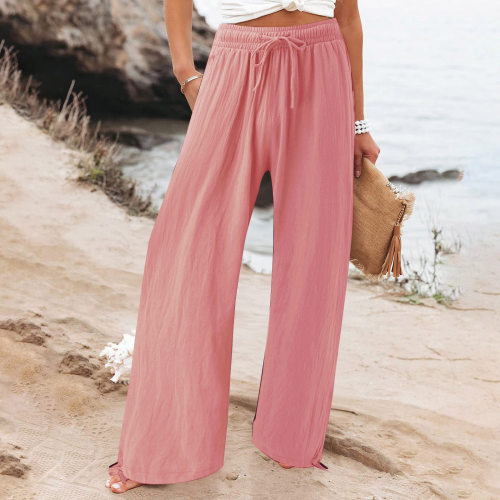 Elastic casual wide leg pants for women  松紧休闲阔腿裤女