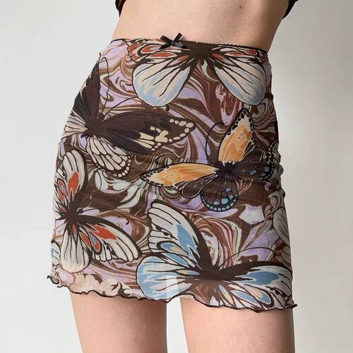 印花高腰女士半身短裙Printed high waisted women's short skirt