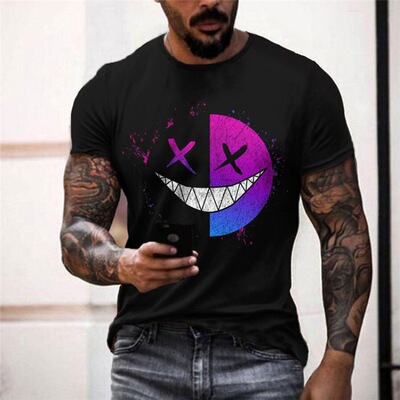 2022笑脸3D打印圆领短袖