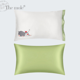 The mole真丝卡通可爱儿童枕套婴儿宝宝桑蚕丝枕头套35*55单人
