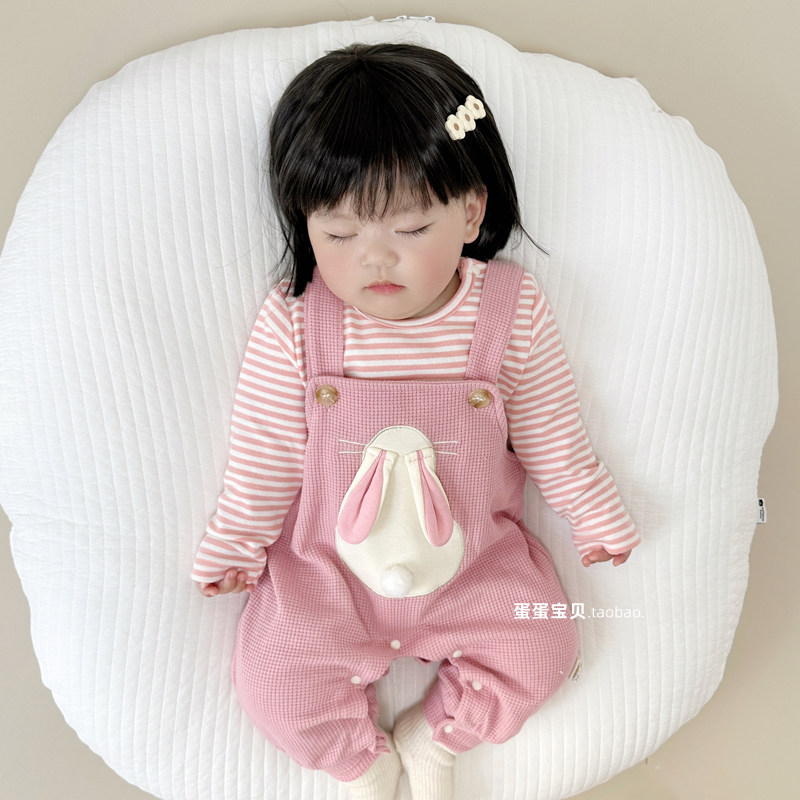 婴儿衣服女宝宝春装连体背带裤公主超萌两件套装网红一岁外出春秋