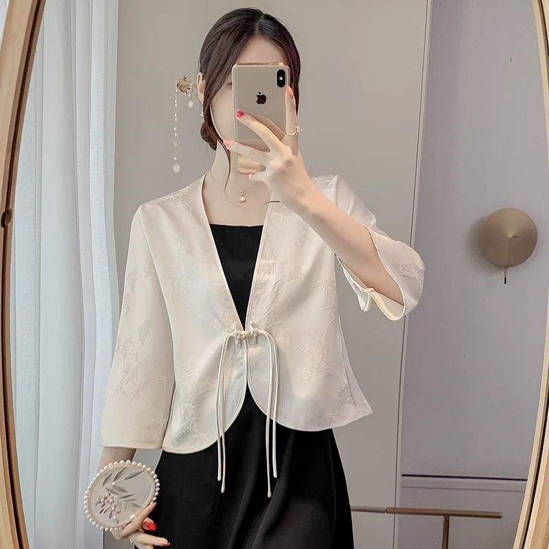 新中式国风防晒衣女2024新款夏季薄款小披肩外套开衫外搭短款上衣,男装,时尚防晒服,淘宝优惠券,粉丝福利购,淘宝优惠卷