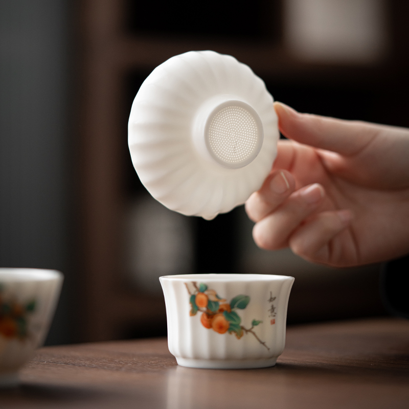 全瓷一体瓷孔茶漏网茶滤器茶隔陶瓷茶具配件茶叶过滤网泡茶器