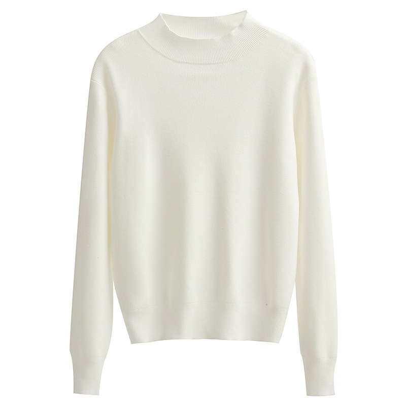 半高领针织衫女2023年秋冬新款长袖内搭宽松加厚打底毛衣黑色上衣