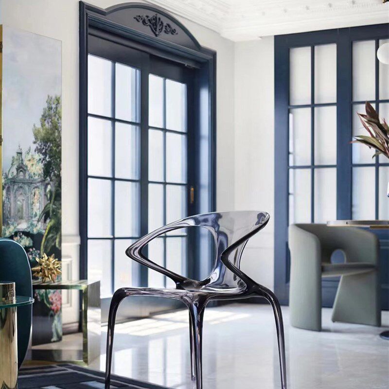 北欧亚克力餐椅家用带扶手透明椅子设计师水晶椅 AVA塑料休闲凳子