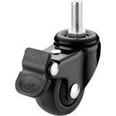 2寸转向轮轱辘滑轮橡胶轮丝杆静音家具轮子万向轮1寸小型万向脚轮