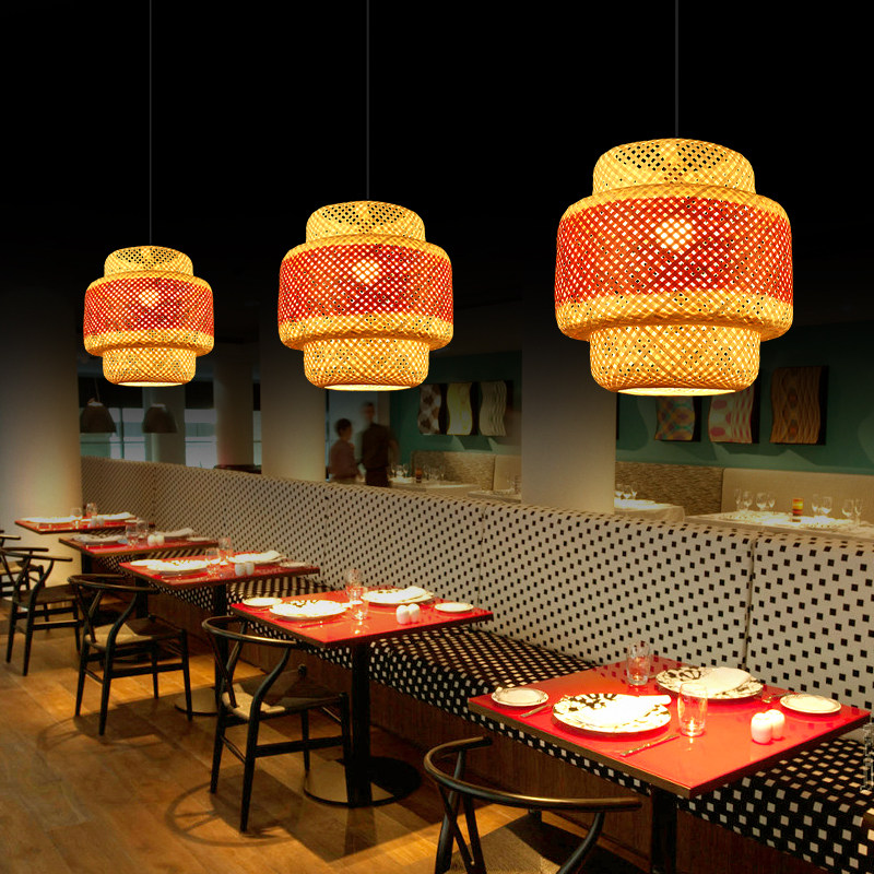 竹编灯笼中国风饭店大排档灯罩日式复古竹子餐厅火锅店新中式吊灯,家装灯饰光源,餐厅吊灯,淘宝优惠券,粉丝福利购,淘宝优惠卷
