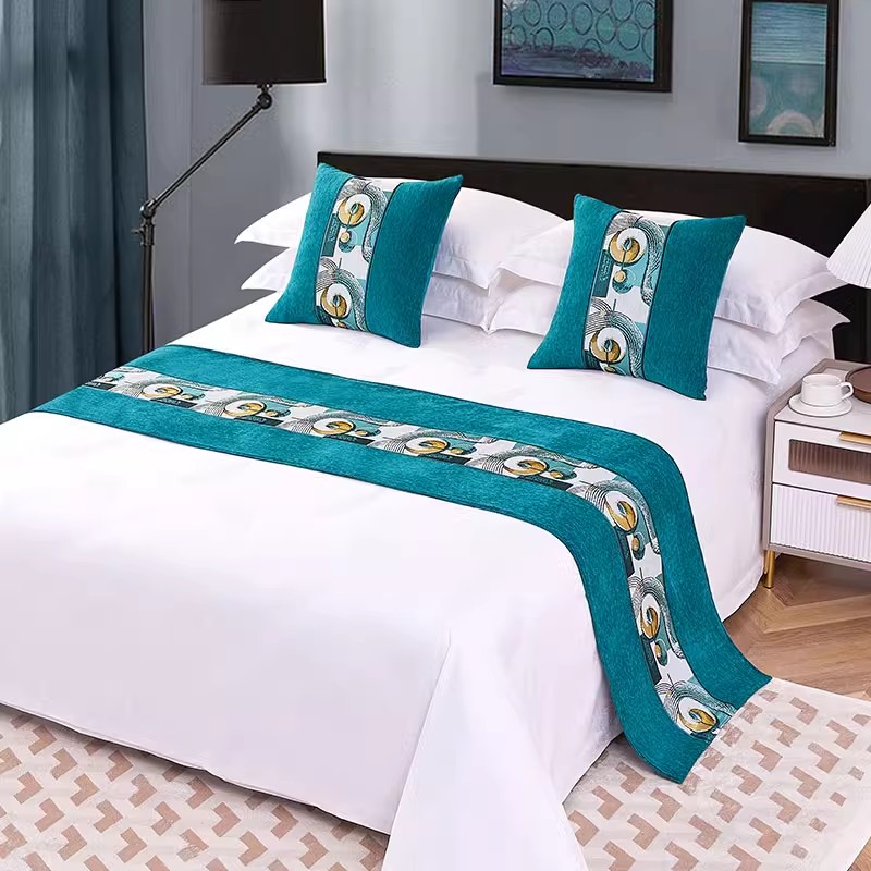 床尾巾酒店专用民宿高档奢华床旗宾馆床搭轻奢网红高端床围巾床盖