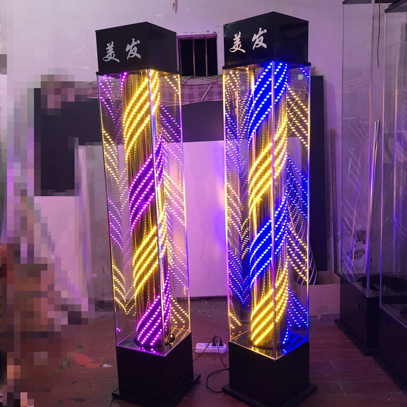 包邮铮舍美容美发落地LED理发店户外防水全彩转灯发廊玻璃大灯箱