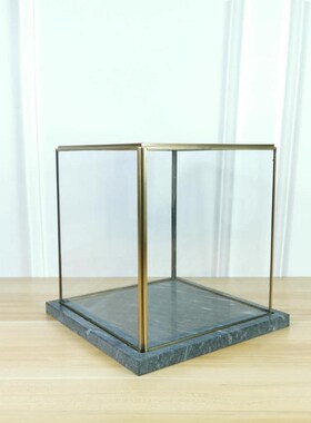 轻奢创意大理石金属玻璃罩子展会柜台展示盒别墅样板间摆件装饰盒
