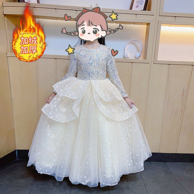 女童高端礼服裙轻奢小众生日公主裙儿童小女孩主持人钢琴演出服冬