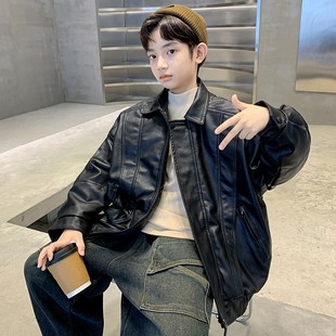 儿童装男童冬装羽绒服外套2025新款中大童皮衣休闲保暖秋冬款酷帅