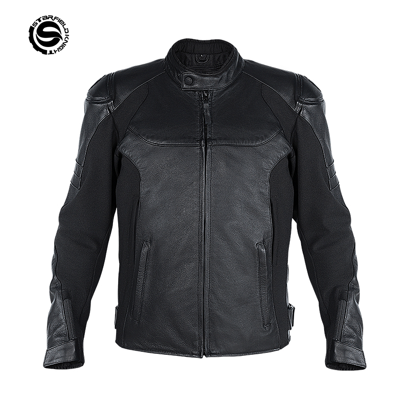 星空骑士摩托车骑行服男真皮防摔赛车服冬季保暖防风机车骑行皮衣