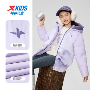 特步儿童羽绒服2025冬季新款女大童宽松保暖运动外套675424194301