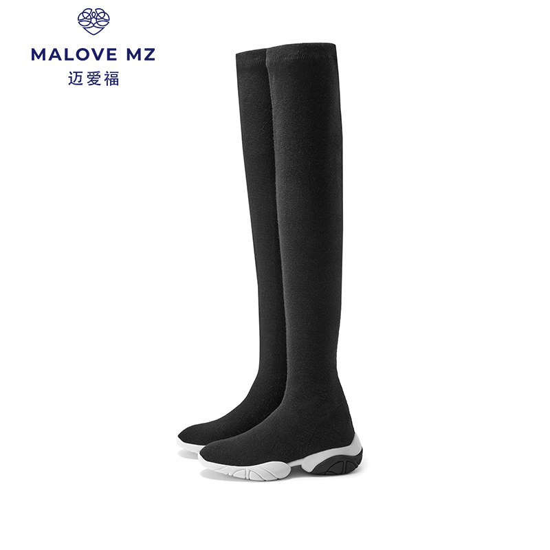 MALOVE MZ长筒靴女2022新款显瘦弹力靴瘦瘦靴过膝秋冬羊毛高筒靴