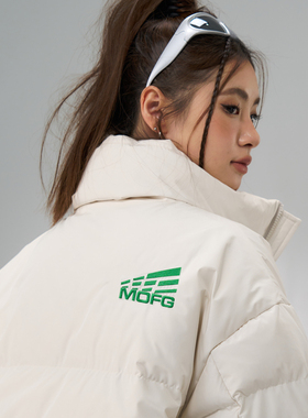 MOFG国潮牌刺绣字母立领棉衣女情侣装加厚保暖冬季外套男面包棉服