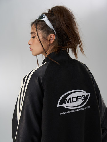 mofg立领春秋冬宽松拼接棒球服
