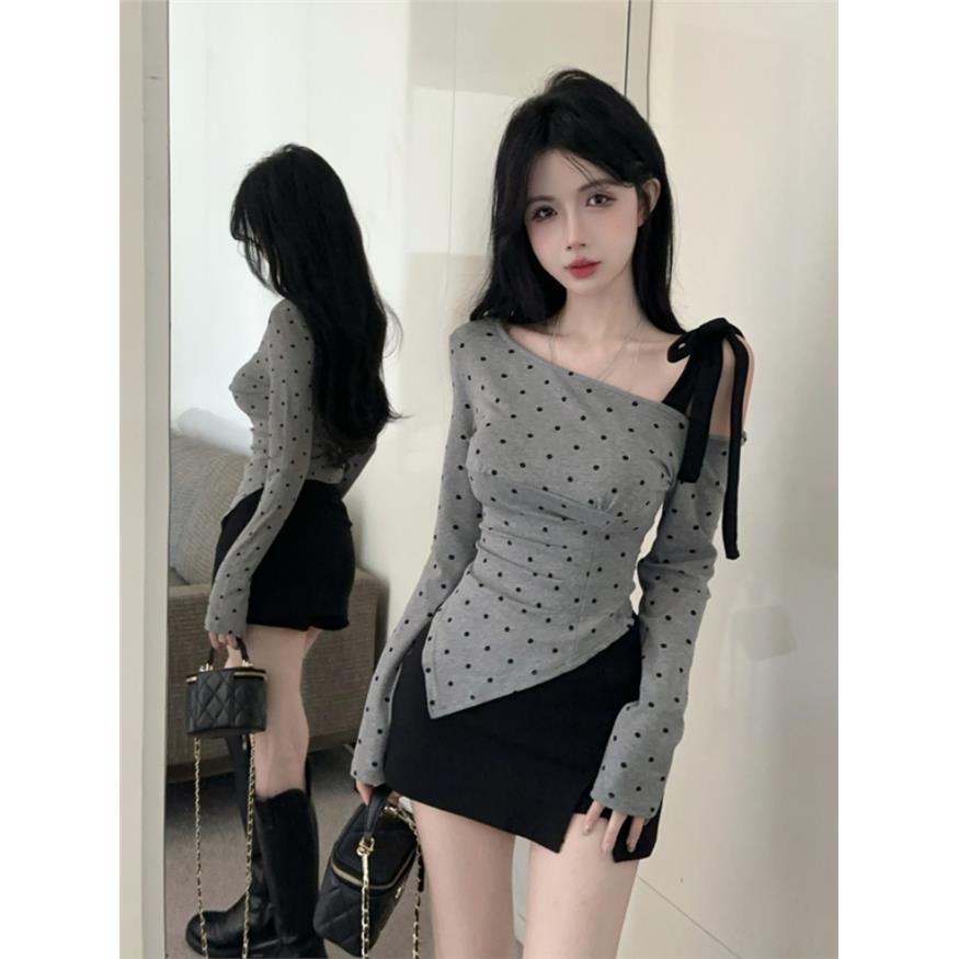 纯欲辣妹设计感灰色波点
