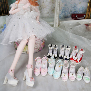 DF梦童话3分BJD娃娃鞋子60厘米sd娃娃换装娃娃高跟鞋6.5cm绣花鞋