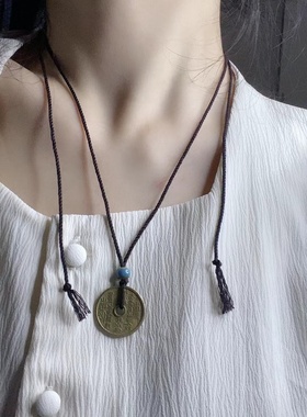 铜红绳山鬼花钱手工编织