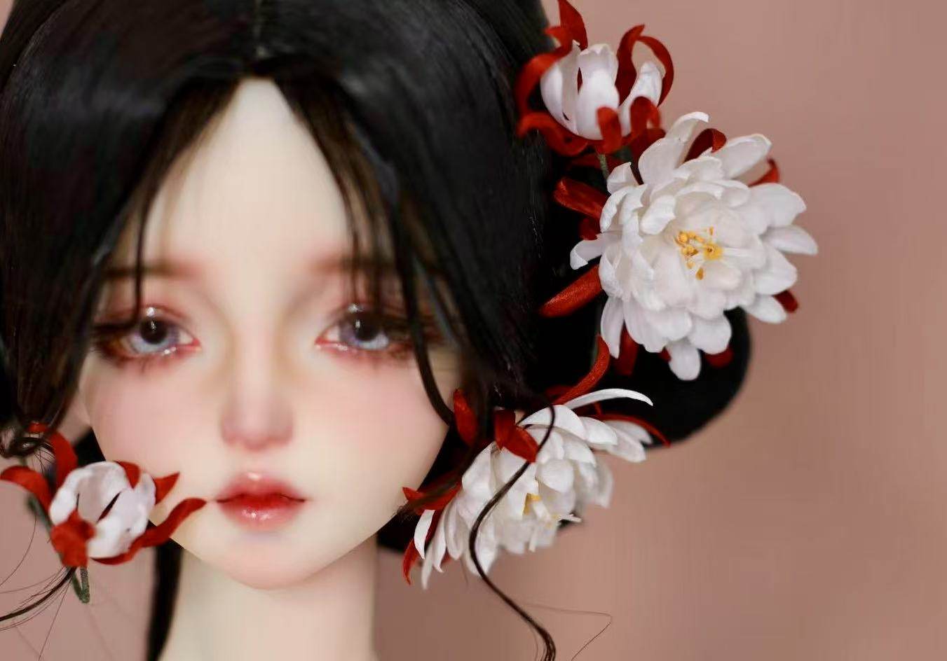 原创昙花真丝烫花BJD娃娃六分正版娃娃6分小羊女娃bjd素体sd娃娃