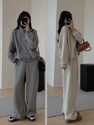 Кашемировый утепленный спортивный костюм для отдыха, комплект, удерживающий тепло свитшот