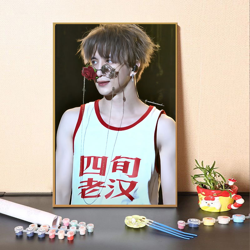 薛之谦自己填色画画房间装饰挂画