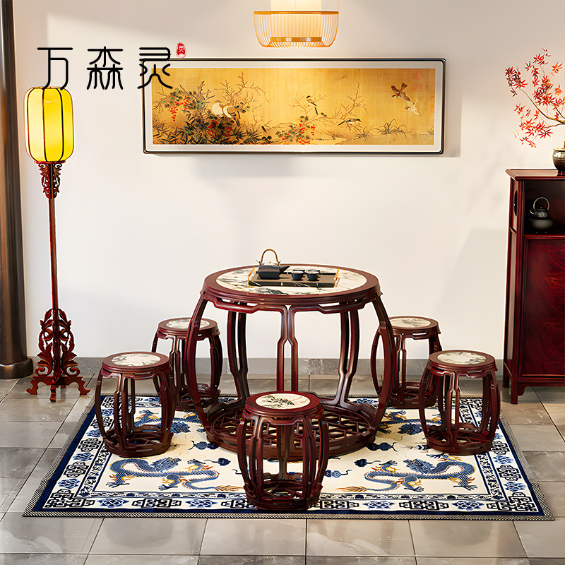万森灵石面鼓台明清古典
