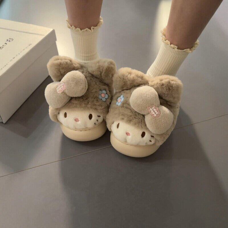 可爱猫咪棉拖鞋女冬季毛茸茸保暖